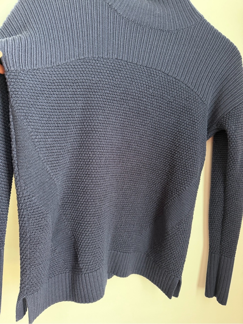 Lululemon Warm & Restore Mock Neck Wool Knit Sweater Size 6 Blue - Picture 3 of 11